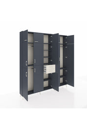 Arges Dolap 10 Raflı 2 Çekmeceli 3 Askılı 220x30x243 Antrasit-Antrasit/Aytaşı