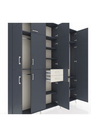 Arges Dolap 10 Raflı 2 Çekmeceli 3 Askılı 220x30x243 Antrasit-Antrasit/Aytaşı