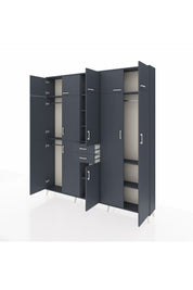 Arges Gardrop 10 Raflı 2 Çekmeceli 3 Askılı 220x30x243 Antrasit-Antrasit