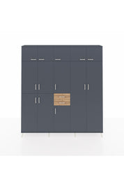 Arges Dolap 10 Raflı 2 Çekmeceli 3 Askılı 220x30x243 Antrasit-Antrasit/Çam