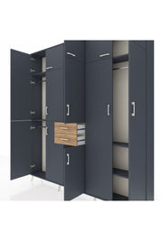 Arges Dolap 10 Raflı 2 Çekmeceli 3 Askılı 220x30x243 Antrasit-Antrasit/Çam