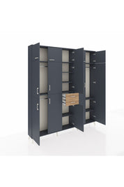 Arges Dolap 10 Raflı 2 Çekmeceli 3 Askılı 220x30x243 Antrasit-Antrasit/Çam