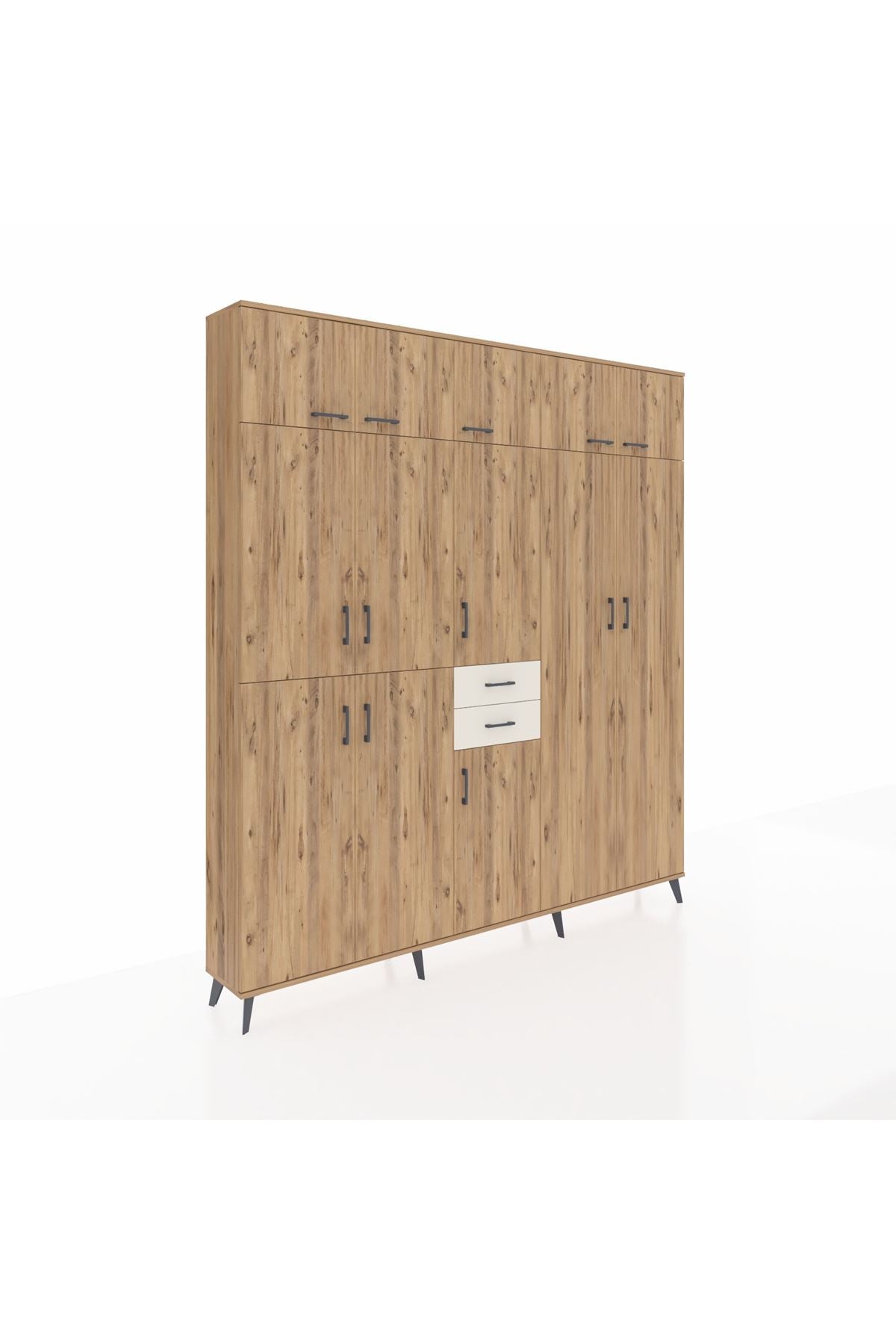 Arges Dolap 10 Raflı 2 Çekmeceli 3 Askılı 220x30x243 Çam-Çam/Aytaşı