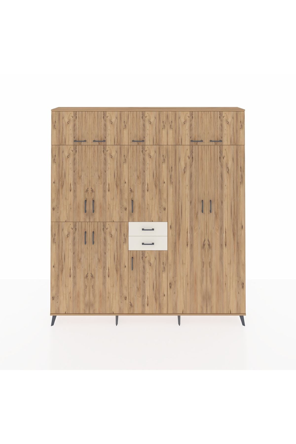 Arges Dolap 10 Raflı 2 Çekmeceli 3 Askılı 220x30x243 Çam-Çam/Aytaşı