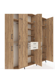 Arges Dolap 10 Raflı 2 Çekmeceli 3 Askılı 220x30x243 Çam-Çam/Aytaşı