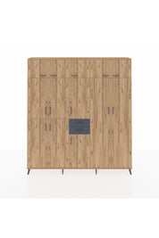 Arges Dolap 10 Raflı 2 Çekmeceli 3 Askılı 220x30x243 Çam-Çam/Antrasit