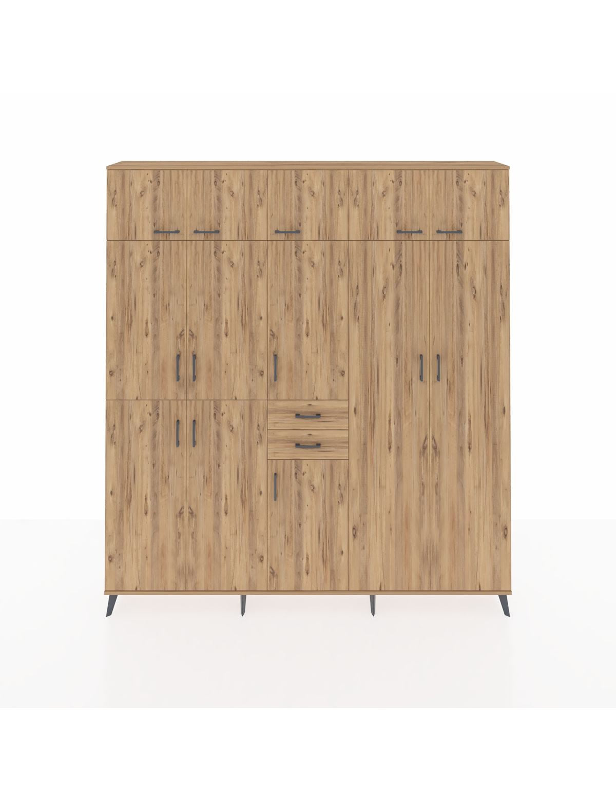 Arges Gardrop 10 Raflı 2 Çekmeceli 3 Askılı 220x30x243 Çam-Çam