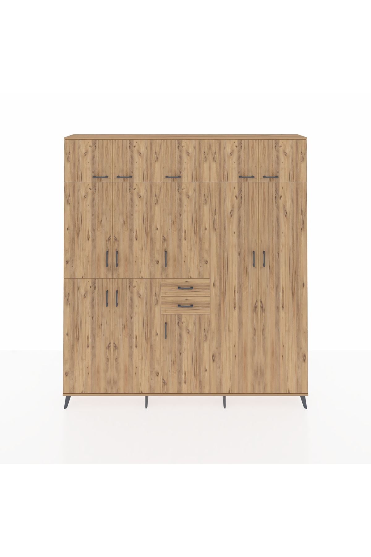 Arges Gardrop 10 Raflı 2 Çekmeceli 3 Askılı 220x30x243 Çam-Çam