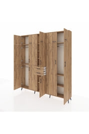 Arges Gardrop 10 Raflı 2 Çekmeceli 3 Askılı 220x30x243 Çam-Çam