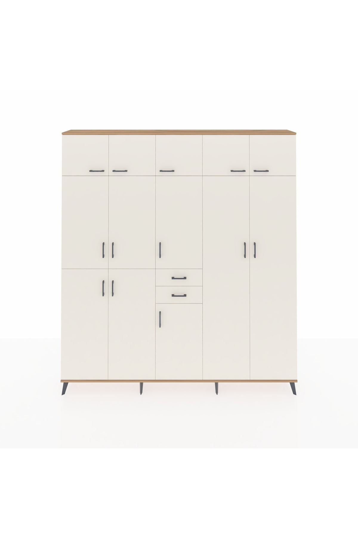 Arges Gardrop 10 Raflı 2 Çekmeceli 3 Askılı 220x30x243 Çam-Aytaşı