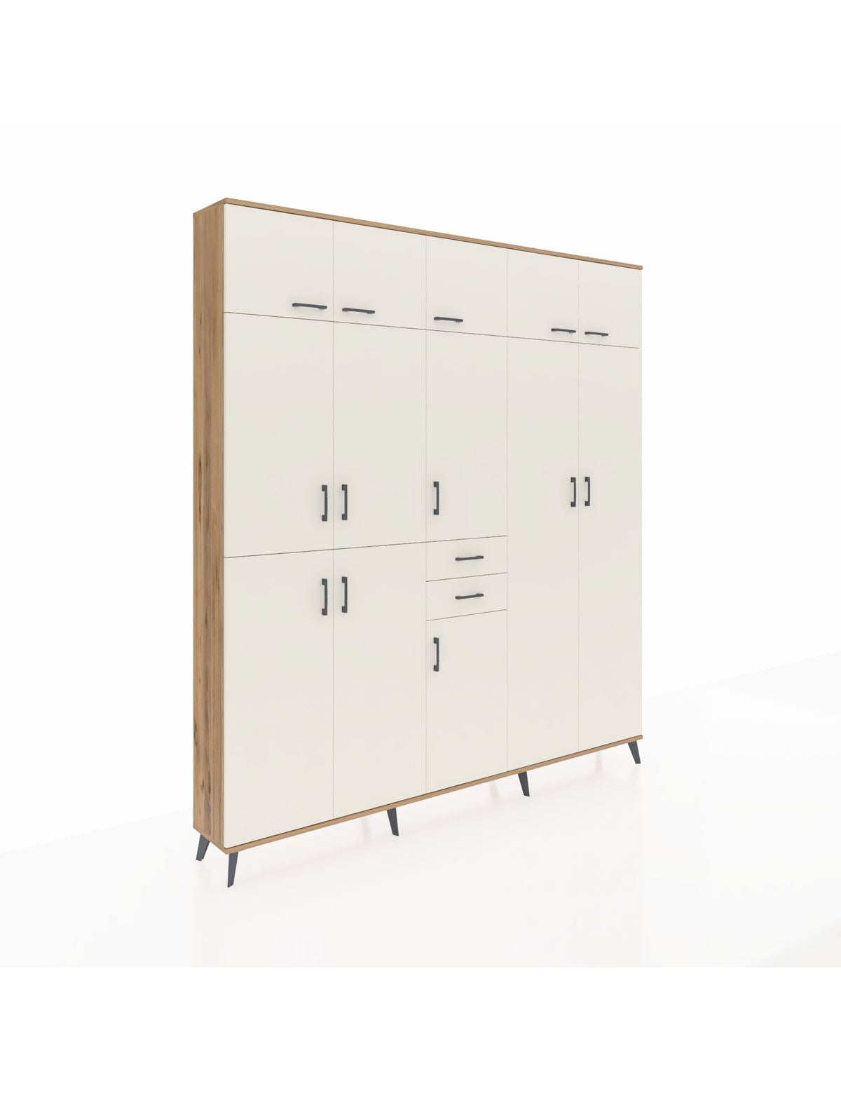 Arges Gardrop 10 Raflı 2 Çekmeceli 3 Askılı 220x30x243 Çam-Aytaşı