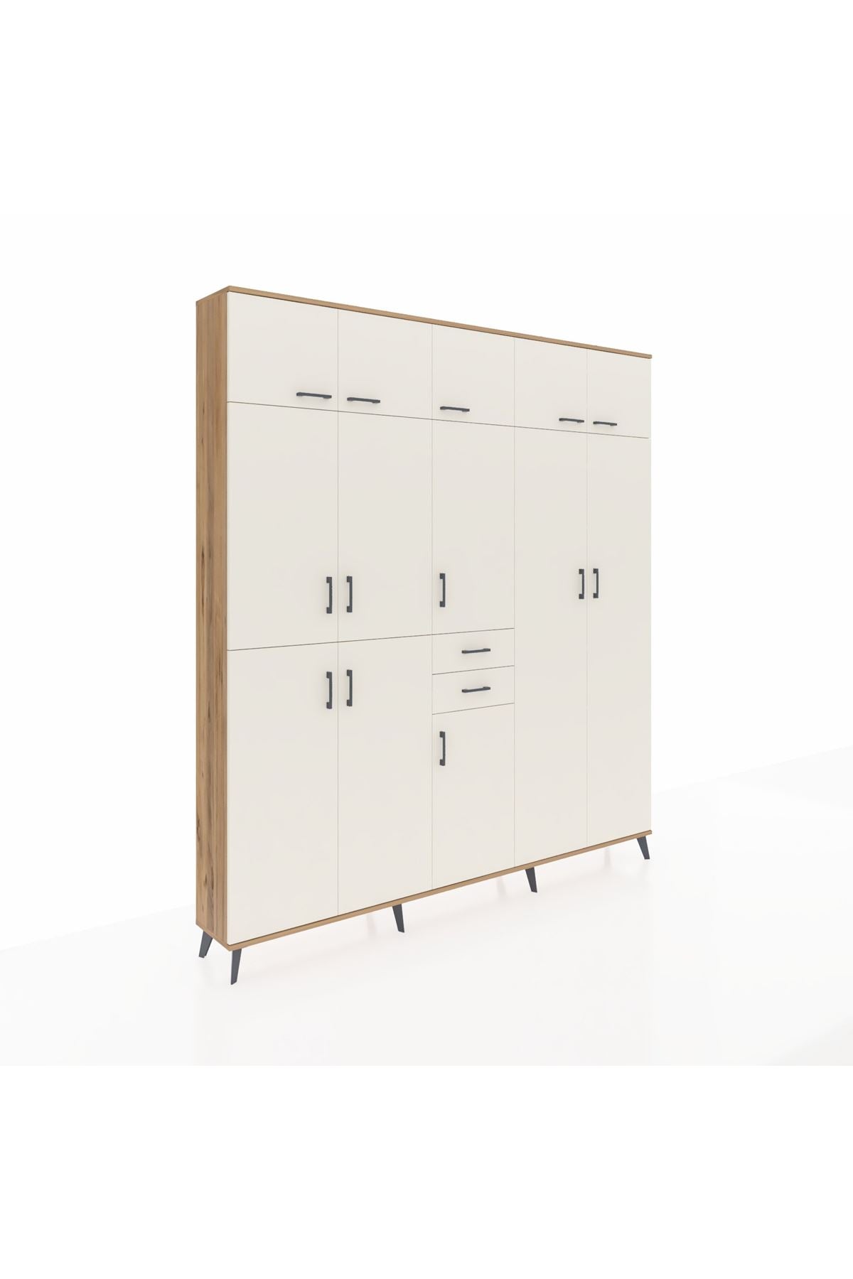 Arges Gardrop 10 Raflı 2 Çekmeceli 3 Askılı 220x30x243 Çam-Aytaşı