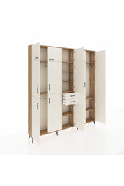 Arges Gardrop 10 Raflı 2 Çekmeceli 3 Askılı 220x30x243 Çam-Aytaşı