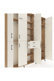 Arges Gardrop 10 Raflı 2 Çekmeceli 3 Askılı 220x30x243 Çam-Aytaşı