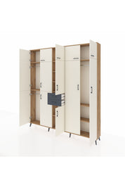 Arges Dolap 10 Raflı 2 Çekmeceli 3 Askılı 220x30x243 Çam-Aytaşı/Antrasit