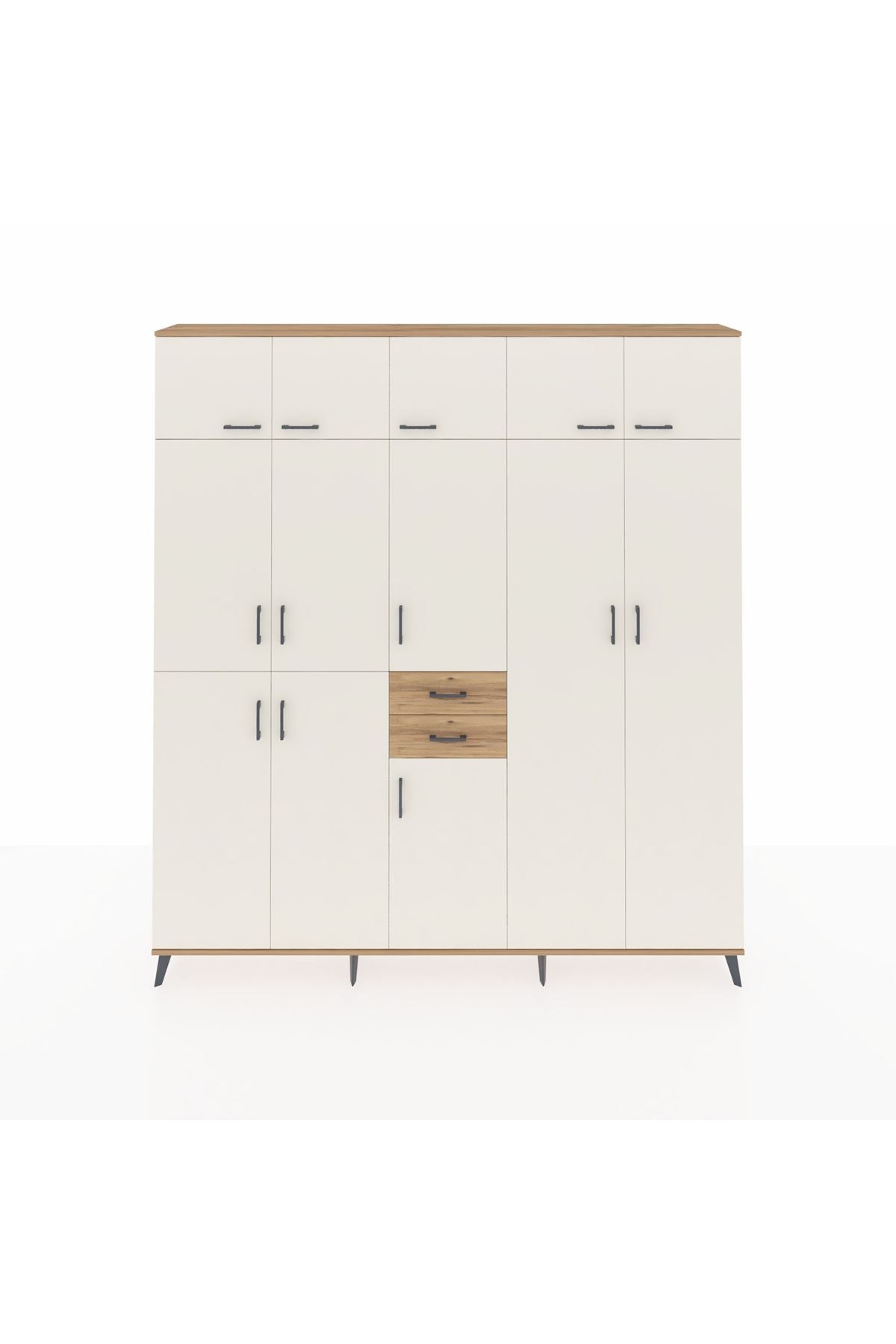 Arges Dolap 10 Raflı 2 Çekmeceli 3 Askılı 220x30x243 Çam-Aytaşı/Çam