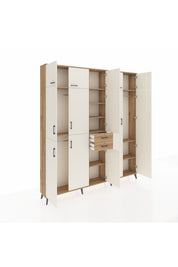 Arges Dolap 10 Raflı 2 Çekmeceli 3 Askılı 220x30x243 Çam-Aytaşı/Çam