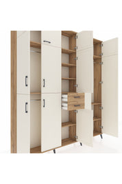 Arges Dolap 10 Raflı 2 Çekmeceli 3 Askılı 220x30x243 Çam-Aytaşı/Çam
