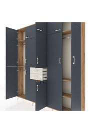 Arges Dolap 10 Raflı 2 Çekmeceli 3 Askılı 220x30x243 Çam-Antrasit/Aytaşı