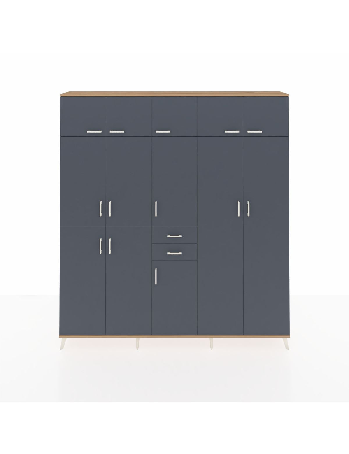 Arges Gardrop 10 Raflı 2 Çekmeceli 3 Askılı 220x30x243 Çam-Antrasit