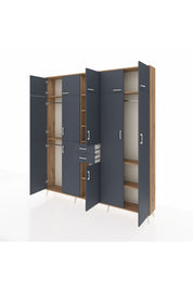 Arges Gardrop 10 Raflı 2 Çekmeceli 3 Askılı 220x30x243 Çam-Antrasit