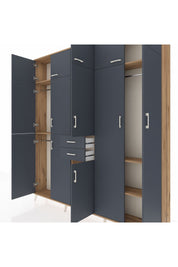 Arges Gardrop 10 Raflı 2 Çekmeceli 3 Askılı 220x30x243 Çam-Antrasit