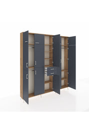 Arges Gardrop 10 Raflı 2 Çekmeceli 3 Askılı 220x30x243 Çam-Antrasit