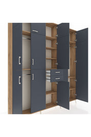 Arges Gardrop 10 Raflı 2 Çekmeceli 3 Askılı 220x30x243 Çam-Antrasit