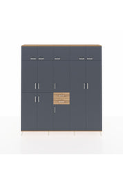 Arges Dolap 10 Raflı 2 Çekmeceli 3 Askılı 220x30x243 Çam-Antrasit/Çam