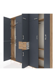 Arges Dolap 10 Raflı 2 Çekmeceli 3 Askılı 220x30x243 Çam-Antrasit/Çam