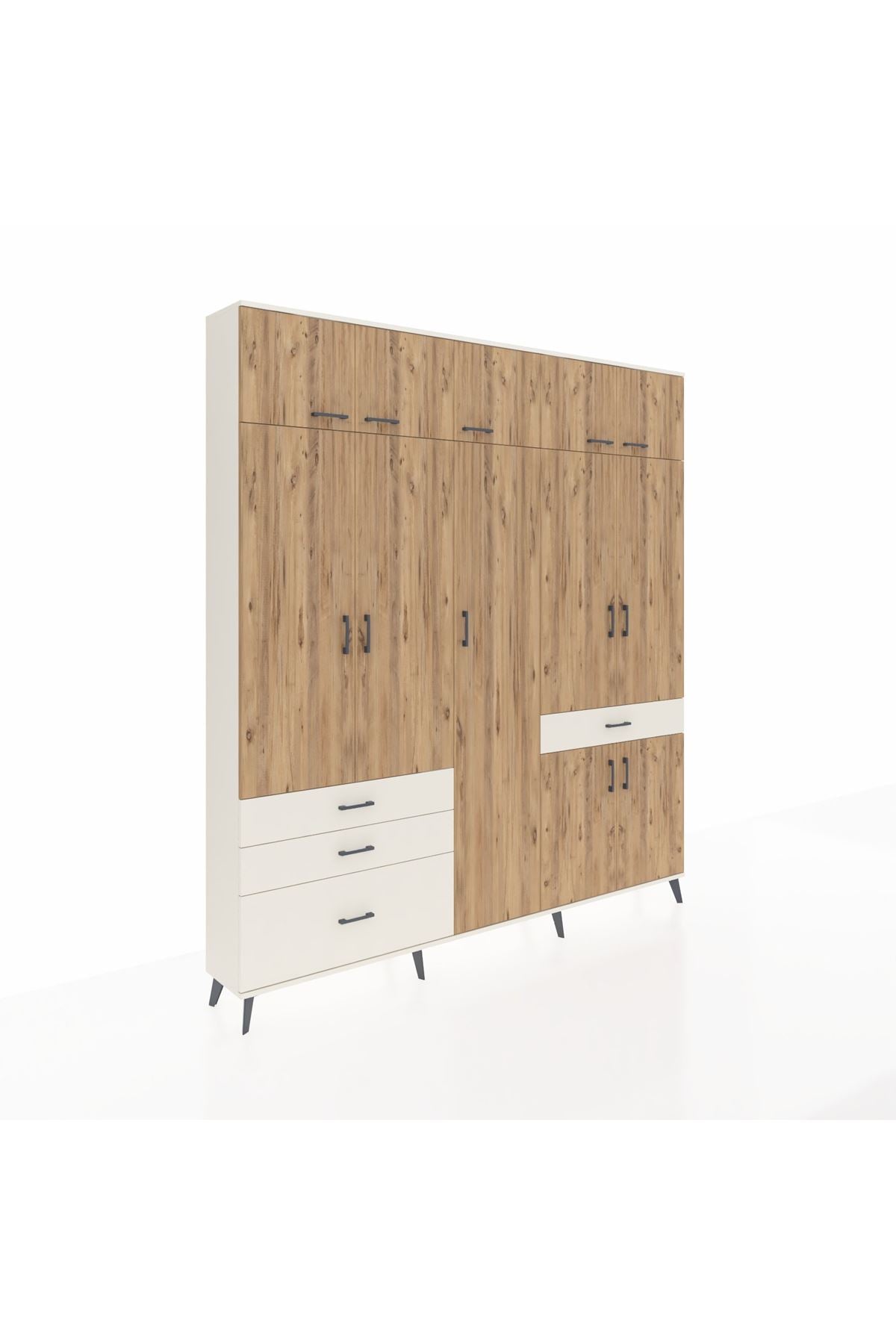 Arges Dolap 11 Raflı 4 Çekmeceli 2 Askılı 220x30x243 Aytaşı-Çam/Aytaşı