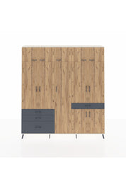 Arges Dolap 11 Raflı 4 Çekmeceli 2 Askılı 220x30x243 Aytaşı-Çam/Antrasit