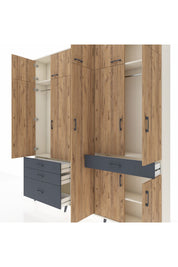 Arges Dolap 11 Raflı 4 Çekmeceli 2 Askılı 220x30x243 Aytaşı-Çam/Antrasit