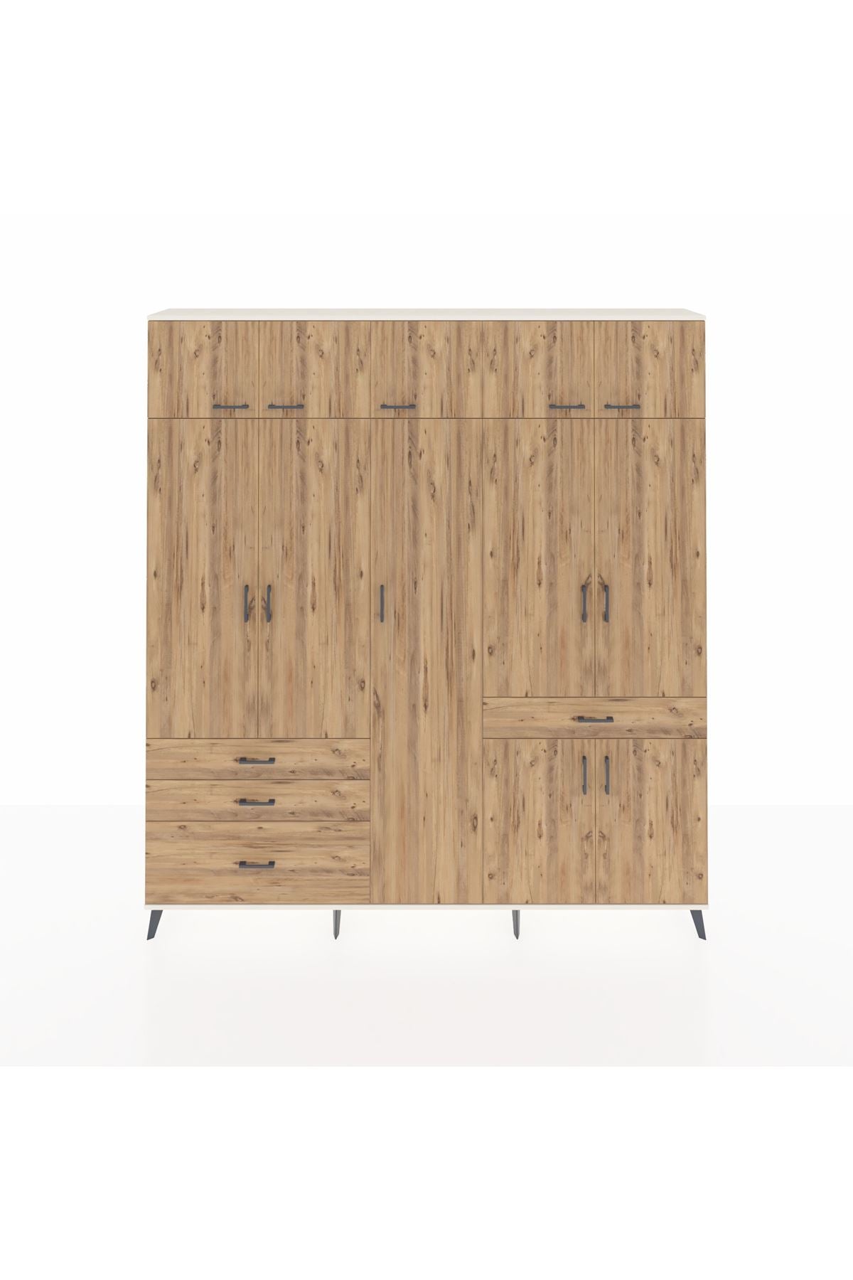 Arges Gardrop 11 Raflı 4 Çekmeceli 2 Askılı 220x30x243 Aytaşı-Çam