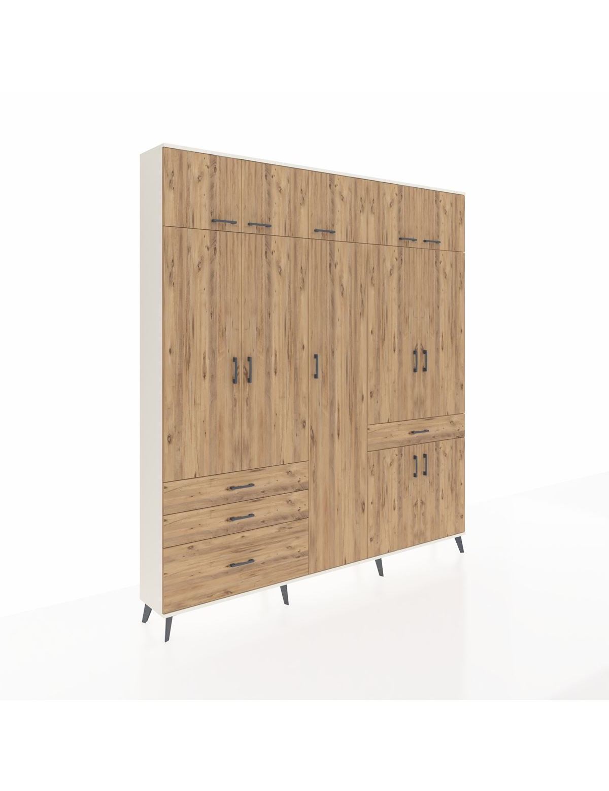 Arges Gardrop 11 Raflı 4 Çekmeceli 2 Askılı 220x30x243 Aytaşı-Çam