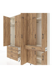 Arges Gardrop 11 Raflı 4 Çekmeceli 2 Askılı 220x30x243 Aytaşı-Çam