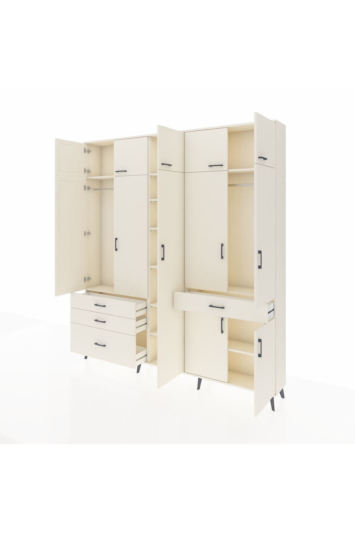 Arges Gardrop 11 Raflı 4 Çekmeceli 2 Askılı 220x30x243 Aytaşı-Aytaşı