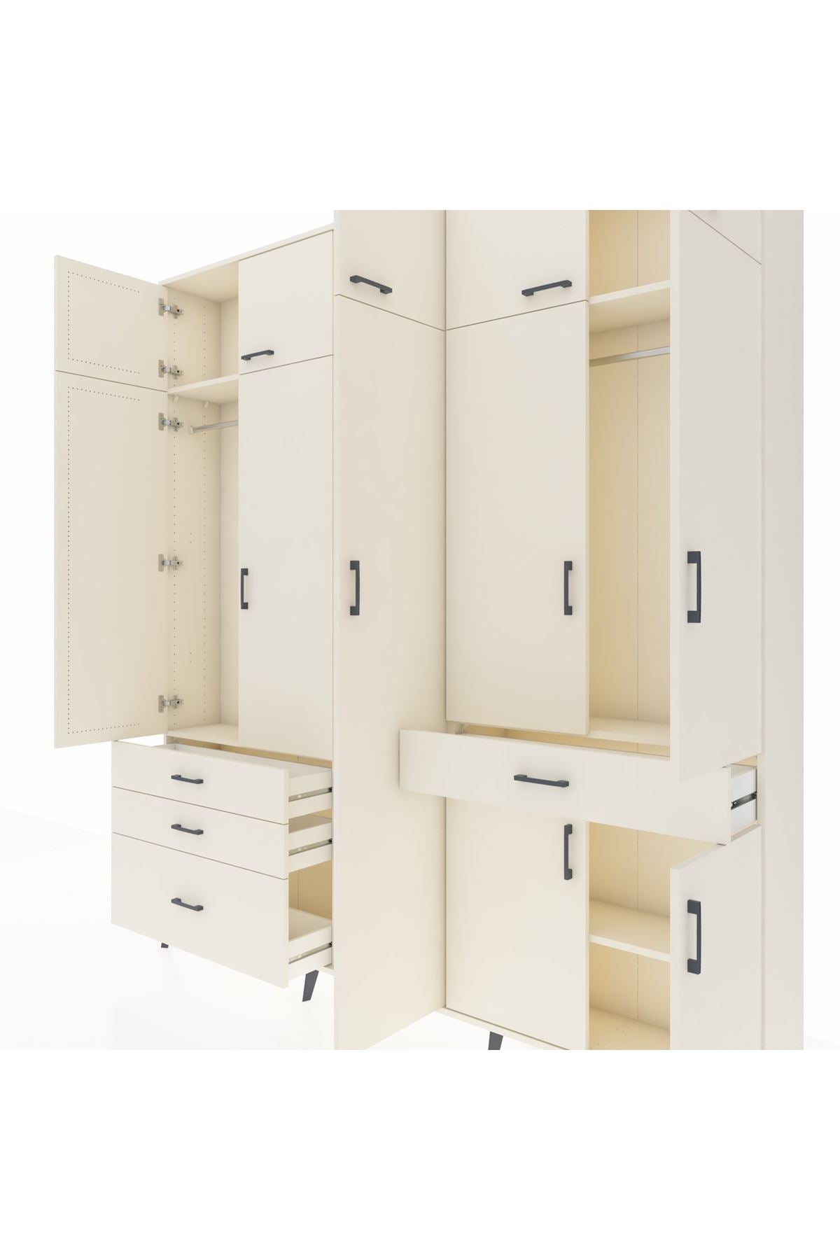 Arges Gardrop 11 Raflı 4 Çekmeceli 2 Askılı 220x30x243 Aytaşı-Aytaşı