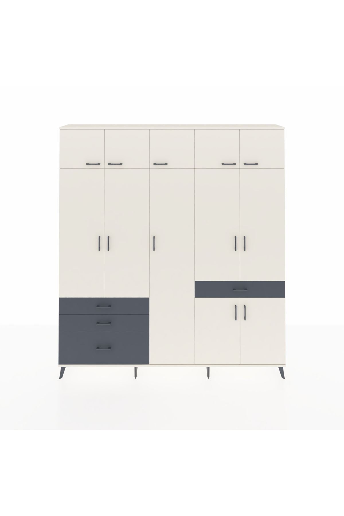 Arges Dolap 11 Raflı 4 Çekmeceli 2 Askılı 220x30x243 Aytaşı-Aytaşı/Antrasit