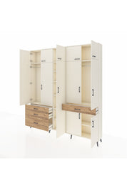 Arges Dolap 11 Raflı 4 Çekmeceli 2 Askılı 220x30x243 Aytaşı-Aytaşı/Çam