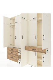 Arges Dolap 11 Raflı 4 Çekmeceli 2 Askılı 220x30x243 Aytaşı-Aytaşı/Çam