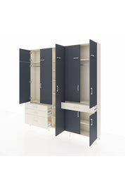 Arges Dolap 11 Raflı 4 Çekmeceli 2 Askılı 220x30x243 Aytaşı-Antrasit/Aytaşı