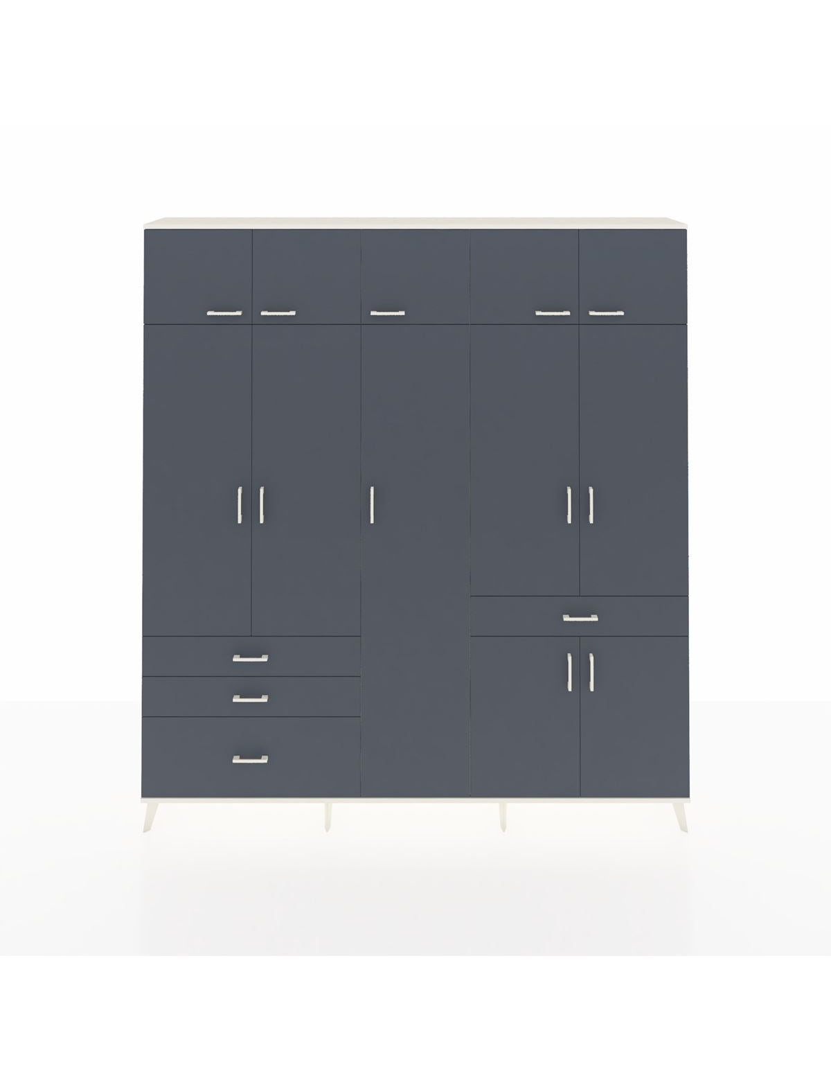 Arges Gardrop 11 Raflı 4 Çekmeceli 2 Askılı 220x30x243 Aytaşı-Antrasit