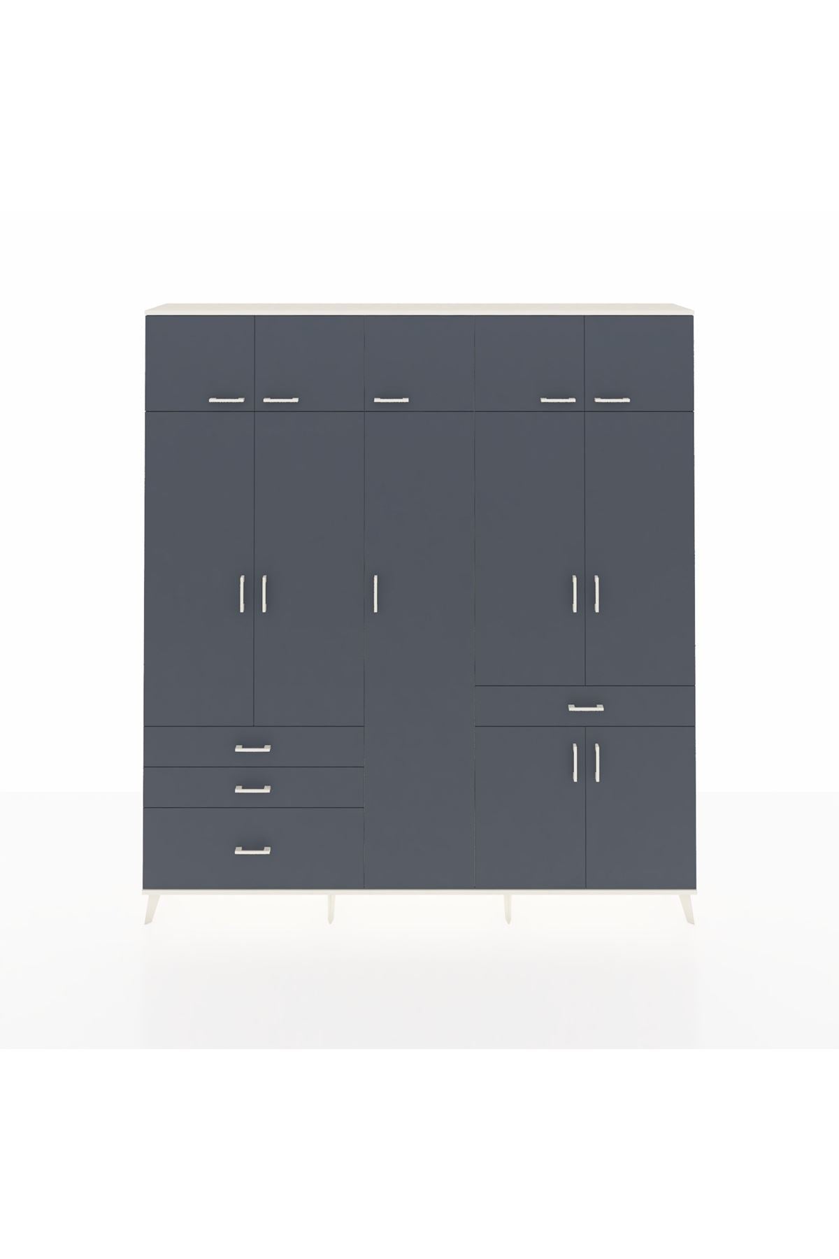 Arges Gardrop 11 Raflı 4 Çekmeceli 2 Askılı 220x30x243 Aytaşı-Antrasit