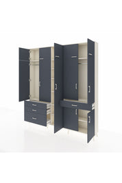 Arges Gardrop 11 Raflı 4 Çekmeceli 2 Askılı 220x30x243 Aytaşı-Antrasit