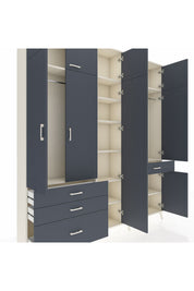 Arges Gardrop 11 Raflı 4 Çekmeceli 2 Askılı 220x30x243 Aytaşı-Antrasit