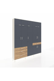Arges Dolap 11 Raflı 4 Çekmeceli 2 Askılı 220x30x243 Aytaşı-Antrasit/Çam