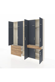 Arges Dolap 11 Raflı 4 Çekmeceli 2 Askılı 220x30x243 Aytaşı-Antrasit/Çam