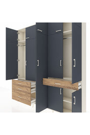 Arges Dolap 11 Raflı 4 Çekmeceli 2 Askılı 220x30x243 Aytaşı-Antrasit/Çam