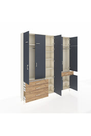 Arges Dolap 11 Raflı 4 Çekmeceli 2 Askılı 220x30x243 Aytaşı-Antrasit/Çam